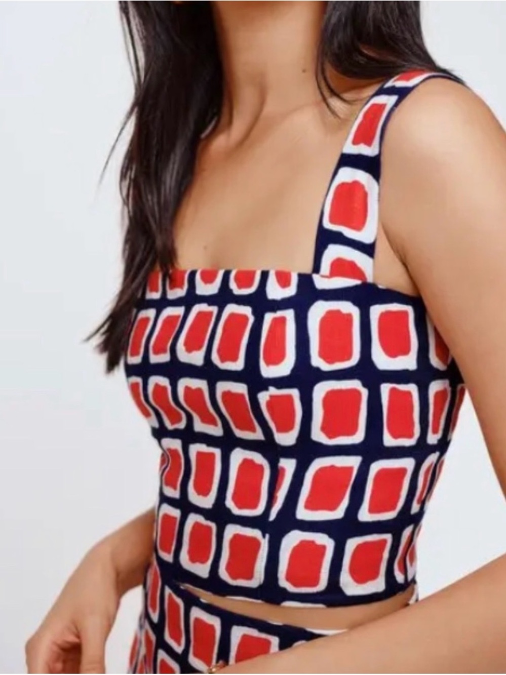 Reformation Navy, Red and White Geometric 2 piece set - Picture 3 of 3